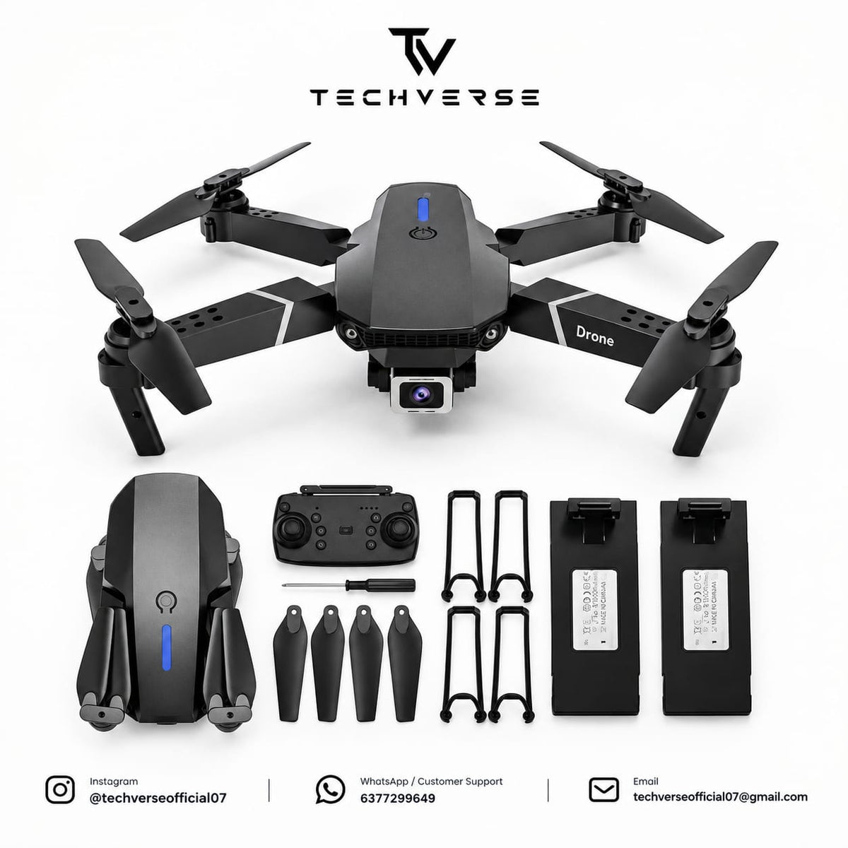 TechVerse E88 Pro Drone with Dual Camera