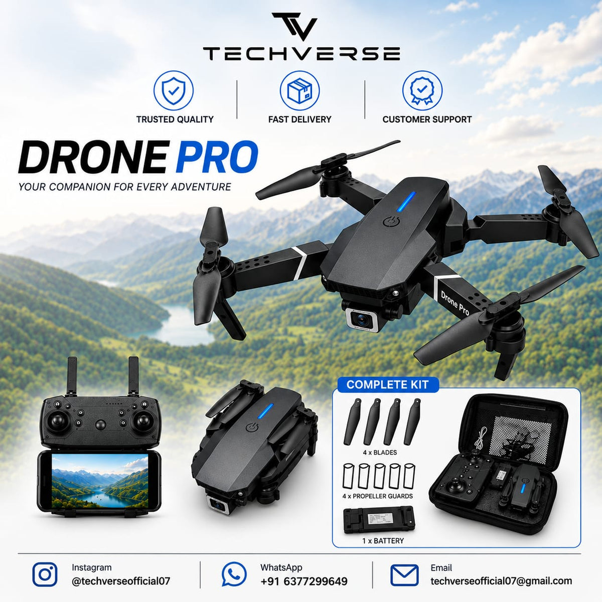 TechVerse E88 Pro Drone with Dual Camera